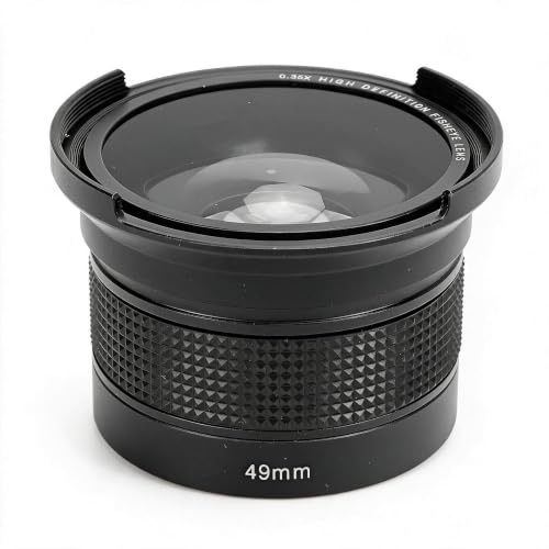 VELATEMOR Fishye Super Wide Angle Lens, 2 on 1 Removable Fish Lens 0.35 Magnification for (49mm)