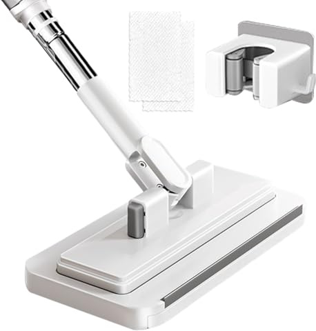 Fregona con sistema de sujeción a presión, fregona sin lavarse las manos con paños de microfibra reutilizables y clip de fregona para limpieza en húmedo y seco, hogar, cocina, baño