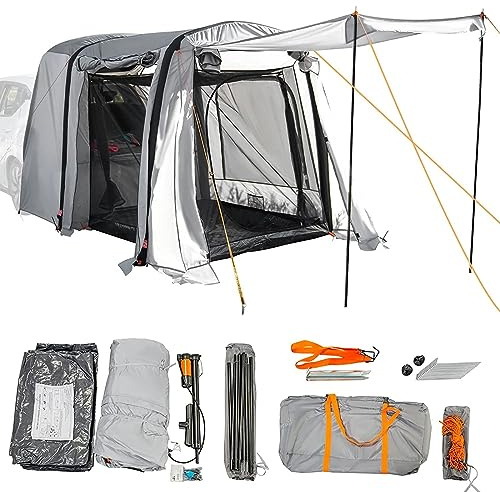 Inflatable Campervan Awning, Portable Tailgate Tent with Carry Bag, Waterproof 210D Oxford Cloth, Quick Installation, Freestanding 380x180cm