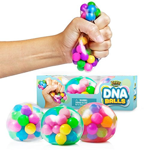YoYa Toys DNA Balls - Fidget Toy Stress Ball - Colorful Soft Squishy - Mental Stimulation, Clarity & Focus Tool - Fun for Any Age - 3 Pack