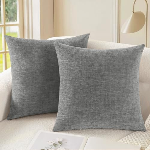 CaliTime Decorative Couch Throw Pillow Covers 18 X 18 Inches Medium Grey