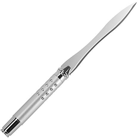 CaLeQi Brieföffner aus Edelstahl,goldfarben, Messer zum Öffnen von Umschlägen, Büromaterial (Silberner Metallgriff)