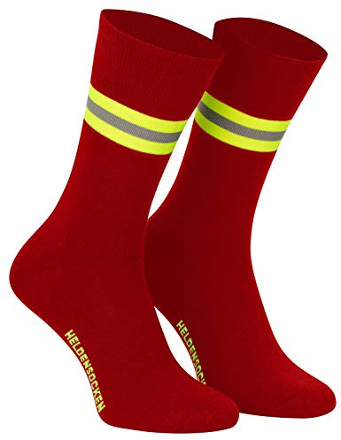 PACOTEX Heldensocken rot gelb-silber-gelb - Made in Germany - Paar - für Helden des Alltags bei Feuerwehr Rettungsdienst und Hilfsorganisationen (39-43)