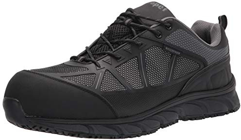 Propét Men's Seeley II Composite Toe Work Shoes, Black/Grey, 11.5 XX-Wide US
