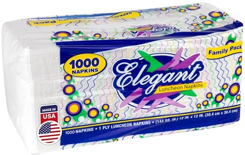 Stock Your Home 12 Inch Disposable Napkins - 1 Ply White Dinner Napkins - Paper Napkins for Dinner, Parties, Crafts, Daily Use - 1000 Pack