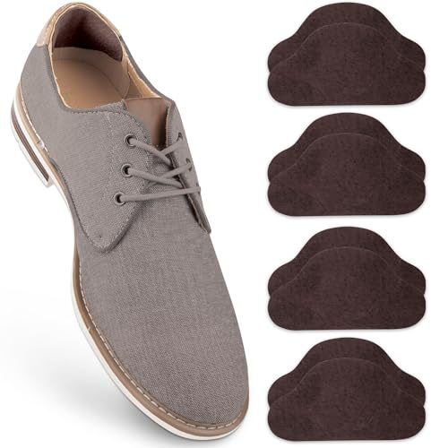 SULPO 4 paia di cuscinetti per tallone in vera pelle – Protezione del tallone contro bolle e attrito – Cuscino per scarpe – Riparazione talloni – Cuscinetti autoadesivi – Cuscinetti antiscivolo –