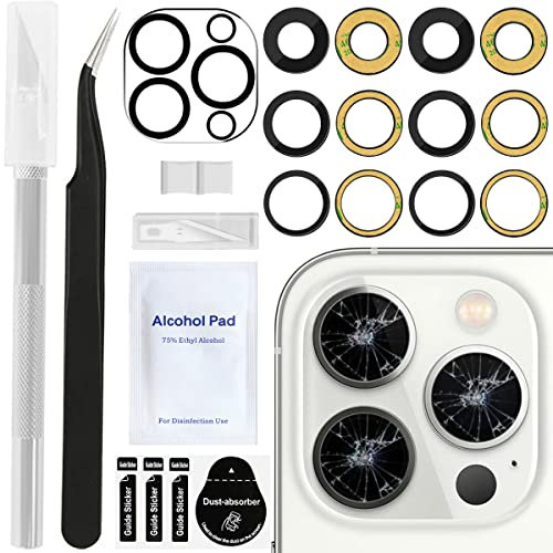 ZHUROUPU 2 Confezioni di Lenti in Vetro per Fotocamera Posteriore per iPhone 13 PRO Max con Adesivo Posteriore, Kit di Strumenti di Riparazione, Protezione per Lenti in Vetro per Fotocamera