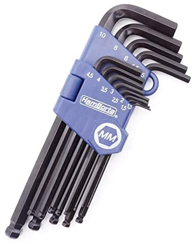 HemBorta® Clés Allen Longues Jeu en Métrique avec 13 Clés Hexagonales 1,27 à 10mm Métrique Clés Males Six Pans avec à Tête Sphérique