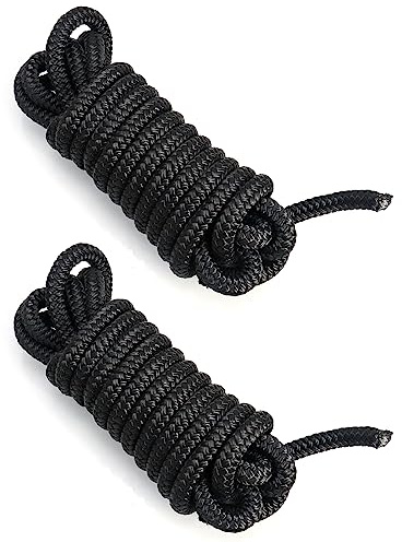 QWORK® Fästlina, ankarlina, rep, flätlina, skarvat med 30 cm öga, 10 mm x 4,5 m, 2-pack