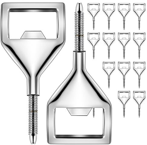 Pyatofyy 15Pcs Flaschenöffner Rohlinge Metall FlaschenöFfner Einsätze Set Gewinde Bierflaschenöffner, Flaschenöffner für Startseite Kneipe Outdoor Männer(Silber)