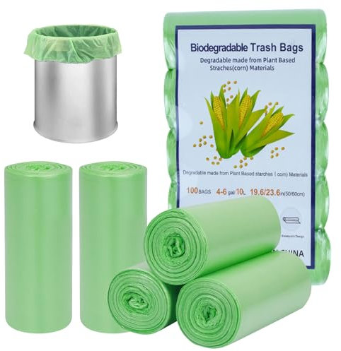 haierdidi Sacchetti organici per la spazzatura, 15 l, 100 pezzi, compostabili, 2,6 Gal, spessore riciclato, biodegradable, Compostable, for Food/Household/Garden, 45 x 50 cm (15 L) (15 l)