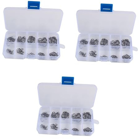 BESPORTBLE 300 Pcs Fishing Gear High Carbon Steel Treble Hooks Saltwater/Freshwater Hooks Strong Ideal for Bass Pike Herring Muskie and More Tie-Through Design