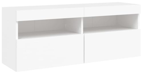 vidaXL Mobile TV a Parete con Luci LED Bianco 100x30x40 cm