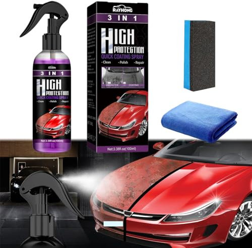 High Protection 3in1 Spray Beschichtungsspray für Auto - Keramik-Spiegelglanz & UV-Schutz | Auto Nano Beschichtungsspray, Verbessertes Schnelles Autobeschichtungsspray (100ML/Erlebnispaket)