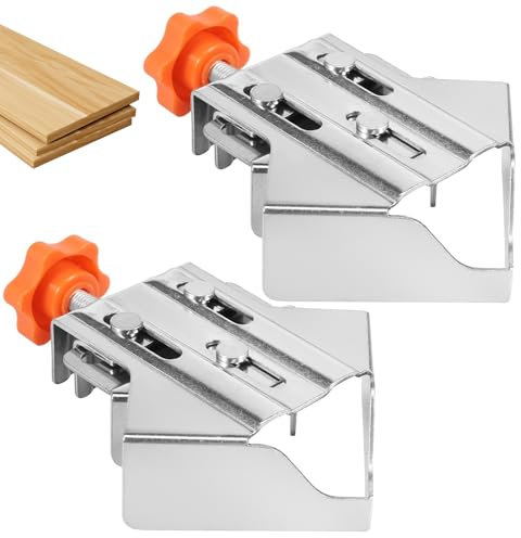 ZONJIE 2 Pcs Right Angle Clamp, 90 Degree Corner Clamps for Woodwork, Single Handle Aluminium Alloy Clamp, Precision Open and Close Type Right Angle Splicing Locator for DIY Woodworking Welding