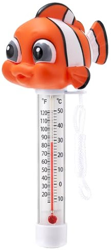 INCETUE Pool Thermometer Floating Easy Read, Water Temperature Gauge with String for Ice Bath, Cold Plunge, Spa, Pond, Hot Tub, Outdoor & Indoor Swimming Pools - Clown Fish