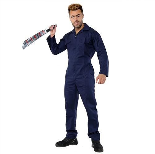 The Fancy Dress Overall Boiler Jumpsuit för män med blodig kniv – Läskiga Halloween-kostymer för vuxna Storlek M