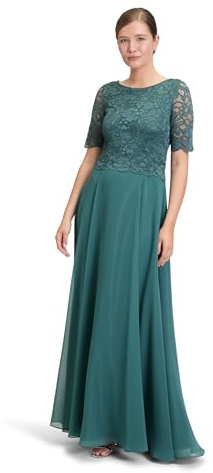 Vera Mont Damen Abendkleid mit Spitze 44, Dark Emerald