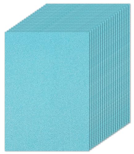 PATIKIL 20 Feuilles De Papier Cartonné Pailleté Bleu Clair 8.5 x 11 Pouces, Papier Cartonné Pailleté Rectangle Papier Étincelant Premium 250gsm Pour Scrapbook Carte DIY Art Mariage Fête