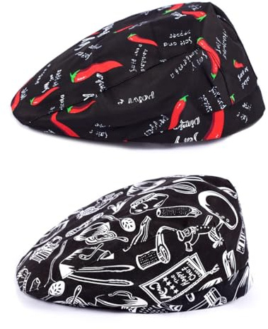 GXGM 2pcs Cappellino da Chef,Cappello Cucina Regolabile,Cappello da Cuoco Unisex da Cucina per Cuoco Uomo,Cappelli Bandana Cucina Berretto da Lavoro per Adulti, Fornai, Hotel, Ristorante