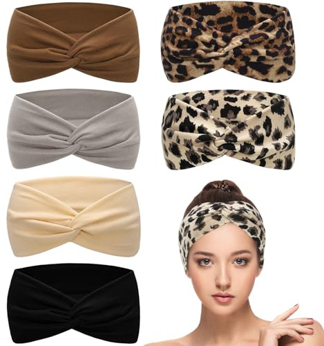 ViEinkaufen 6 Pcs Headbands for Women's Hair, Elastic Head Bands Wide Soft Ladies Headband Boho Fashion Knotted Head Bands Hair Accessories for Women