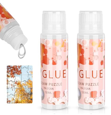 Ainiv Transparenter Puzzlekleber, Puzzle Kleber 2 X 120 ml, Puzzle Kleber Transparent mit Schwammkopf, Puzzle Glue um Puzzle zu Fixieren und Aufzuhängen, Puzzle Klebefolie