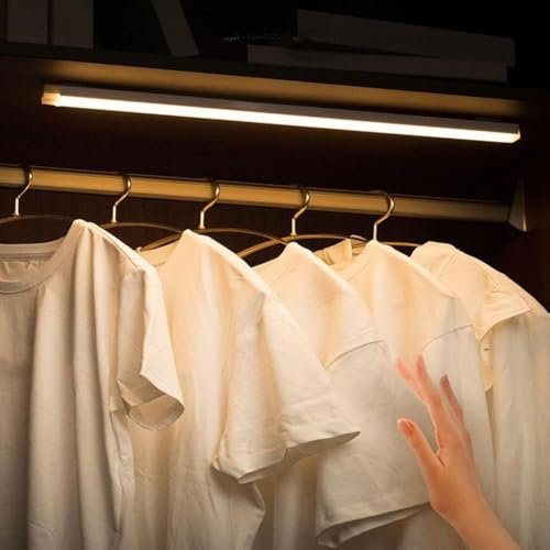 Luz de armario con sensor de movimiento, luces magnéticas debajo del gabinete, luz con sensor de movimiento para interiores, iluminación recargable debajo del gabinete, luz nocturna inalámbrica para