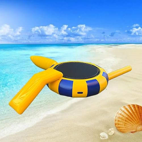 Dxysyldrun Plataforma De Natación Inflable para Lago, Trampolín Acuático De Ocio, Trampolín Flotante con Escalera De Cuerda De 3 Escalones para Adultos,10ft