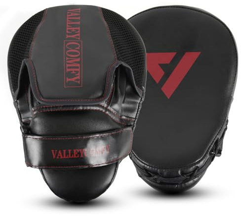 Valleycomfy Boxing Pads Curved Focus Punching Mitts for Men,Ideal for Training,Muay Thai,Kickboxing,Martial Arts,Red