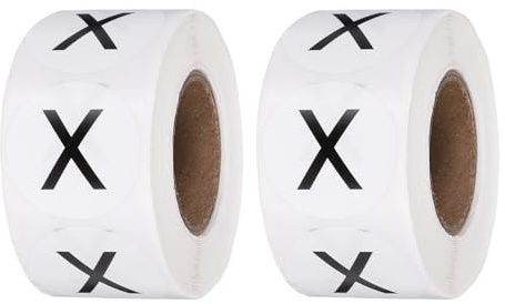 PATIKIL 1 Pouce Étiquettes D'Inventaire Lettre-X, 500Pcs Autocollants Ronds Points Étiquettes Cercles Adhésifs Semi-Brillants Pour Organisation Maison Bureau Stockage, Noir (2 Rouleaux)