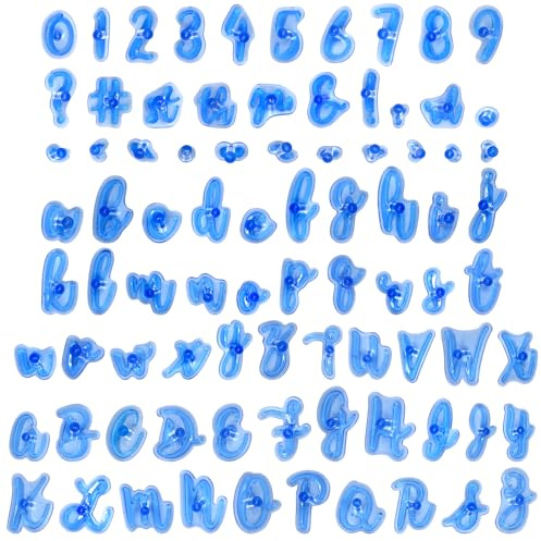 Lot de 83 tampons alphabet pour fondant, emporte-pièces lettres et chiffres en plastique, tampons à biscuits, lettres italiques, réutilisables, pour décoration de gâteaux et pâtisseries personnalisées