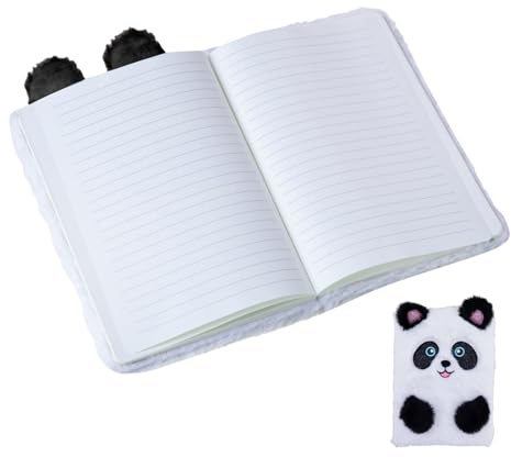 Générique Soft Textured Notebook - Functional Ergonomic Plush Panda Notepad, Compact, Adorable Embroidered A5 Notebooks, Cute Drawing Writing Teachers | Multipurpose Outdoor Indoor Utility