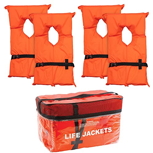 Airhead Adult Type II Keyhole Life Jacket, 4-Pack, Coast Guard Approved, Orange