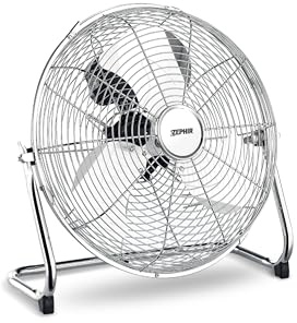 Zephir, Ventilatore Industriale da Pavimento, Alta Velocità, Acciaio Cromato, Pala 35cm, Inclinazione regolabile, Potenza 70W