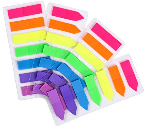 Lysas 4 Sets Neon Page Markers, 560 Pcs Colored Sticky Index Tabs