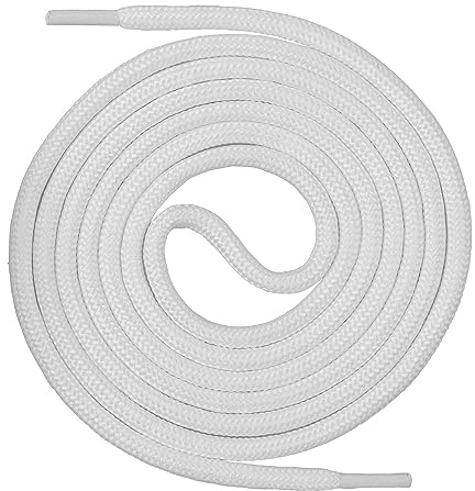 Mount Swiss Skosnören runda ø 4,5 mm I premium skosnören slitstarka av slitstark polyester för vandringsskor, arbetsskor, berg- och vandringsskor I Shoe-Laces längder 70–220 cm, Vit, 100 cm / ø 4,5mm