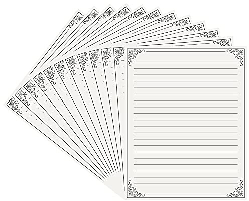 Belle Vous 48 Pack A4 Vintage Stationery Writing Paper - 28 x 21.5 cm / 11 x 8.5 inches - Letter Size Lined Sheets - Cream Paper Set for Letter Writing, Crafts, Invitations, Poems, and More