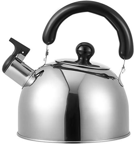 Wasserkessel Induktion Pfeifkessel aus Edelstahl, 2.0 l Teekessel für alle Kochplatten, Flötenkessel mit Hitzebeständiger und rutschfester Griff, Wasserkocher für Tee Kaffee