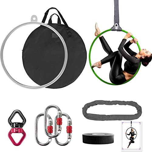 DASKING Aro aéreo Lyra Hoop Set de aros de acero inoxidable, 85 cm/90 cm, Single Point Hoops Circus para principiantes profesionales, kit de anillo aéreo con bolsa de transporte, Will 660 LBS (300 kg)