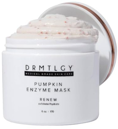 DRMTLGY Pumpkin Enzyme Face Mask with Jojoba Beads. Gentle Exfoliating Pumpkin Facial Mask for Dullness, Uneven Skin Tone, Fine Lines and Wrinkles. 5.5 oz