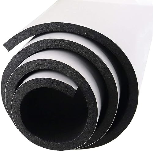 Självhäftande skumrulle neoprenskumplattor 300 mm (B) x 12 mm (D) x 1,5 m (L) multifunktionell cellgummi, tätningstejp, lätt att skära gör-det-själv-skumplatta (svart)