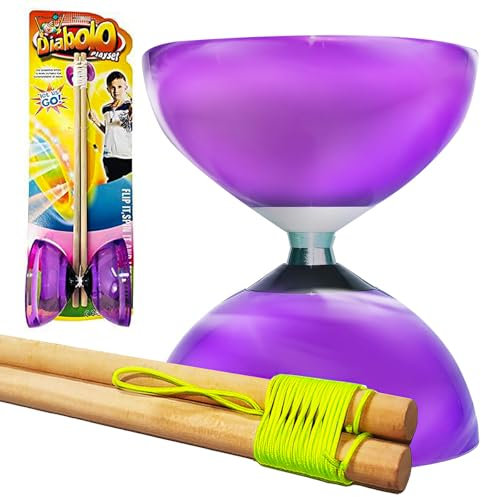 xwin sportseries Flashing LED Diabolo Set with Wooden Sticks, Juggling Skills & Motor Development, Light-Up Circus Toy for Kids Ages 3+