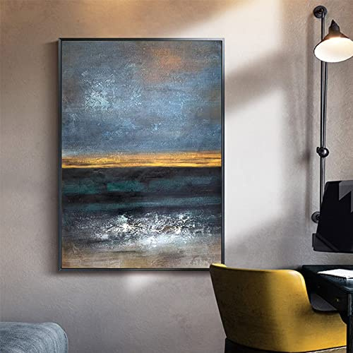 Quadri Astratti Dipinti A Mano Grandi,Originale Dipinto A Mano Dipinto Ad Olio Oceano Alba Immagini D'Arte Pittura Murale Senza Cornice Lamina D'Oro Opere D'Arte Con Texture Grande Decorazione Della
