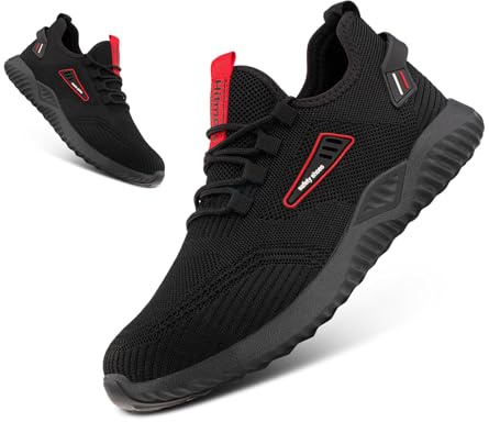 Hitmars Zapatos de Seguridad Hombre Zapatillas de Seguridad Mujer Zapatos de Trabajo Safety Shoes Zapatillas de Trabajo Comodos Cocina Negro EU44