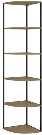 Vicco Wandregal Fyrk, Bücherregal, Eiche/Schwarz, 40 x 180 cm 5 Ebenen