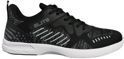 ELITE Men's Freedom USA Flag Athletic Lace Up Bowling Shoes with Universal Sliding Soles for Right or Left Handed Bowlers (Black/Grey, US Footwear Size System, Adult, Men, Numeric, Medium, 9.5)