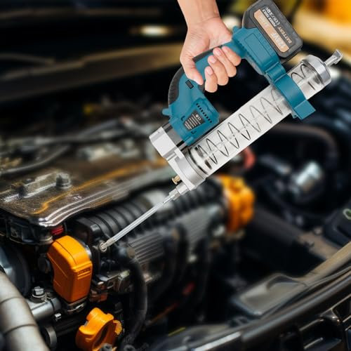 Aohuada Akku Fettpresse, Batteriebetriebene Fettpistole 560W 21V, elektrische Fettpistole Kit, wiederaufladbare Hochleistungsfettpistole, Mit Zwei Wiederaufladbaren Lithiumbatterien