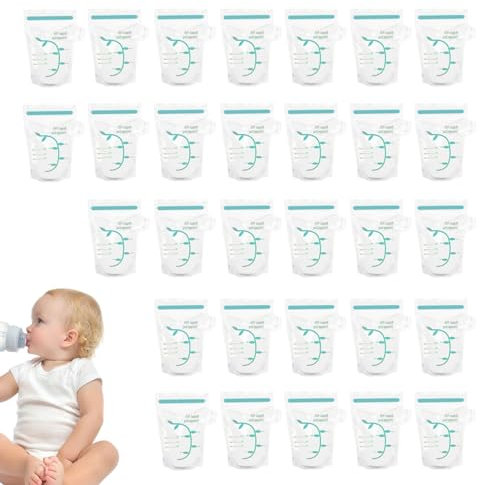 Paodduk Milchbeutel für Muttermilch,Gefrierbeutel für Muttermilch,30 Stück Stillbeutel - Muttermilchbeutel mit großem Fassungsvermögen zum Kühlen, Einfrieren, Pumpen und Stillen