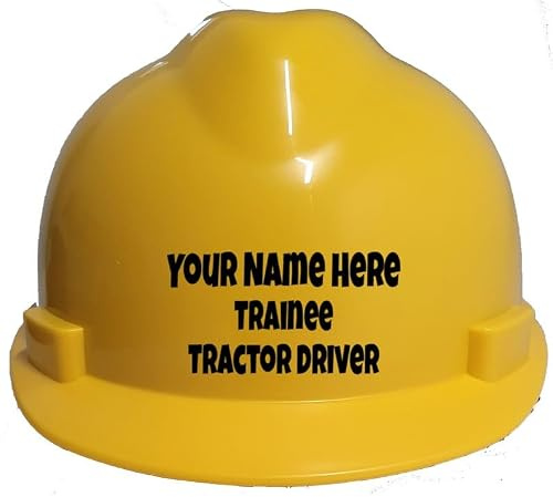 Children's Hard Hat Personalised Trainee Tractor Driver Kids, Toddler Safety Construction Helmet With Chin Strap One Size Easy Ratchet Handle Adjustment 1-12 Years Approx