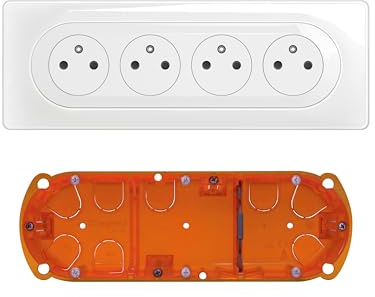 LEGRAND - Prise Electrique Quadruple Céliane Surface Confort avec Plaque + Boîte à Encastrer - Prise Affleurante avec Socle Rétractable - Blanc